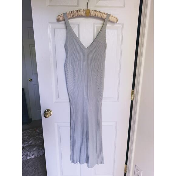 En Saison Palma Ribbed Knit Sleeveless Midi Dress Beige Medium Quiet Luxury Fall - Picture 3 of 9